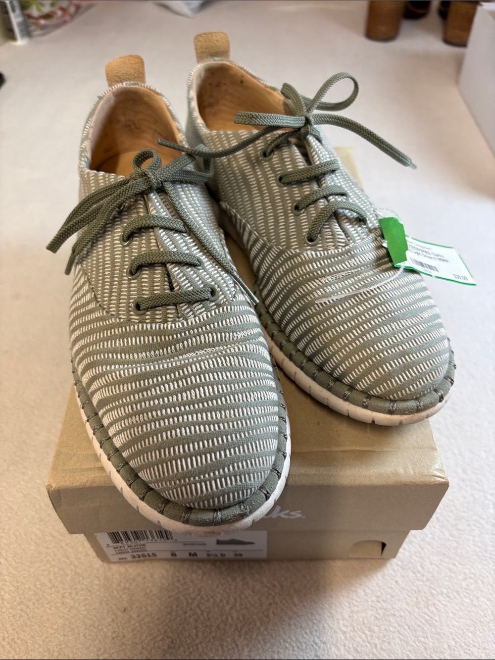 Clarks Olive Green Patterned Lace-Up Sneakers